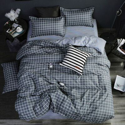 

Cntomlv Classic bedding set 5 size grey blue flower bed linens 4pcsset duvet cover set Pastoral bed sheet AB side duvet cover