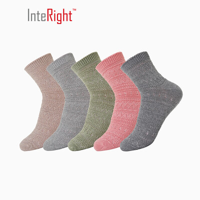 

INTERIGHT casual cotton socks female Mori woven style bright silk breathable socks 5 double box mixed color code