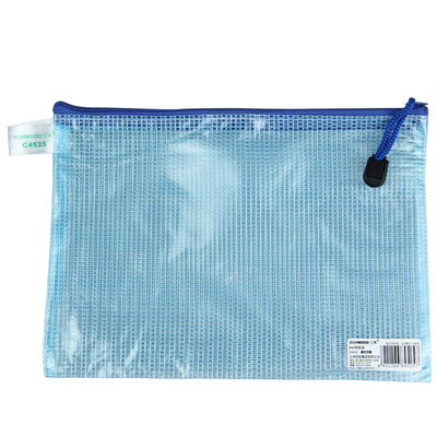 

Sanwood CUNWOOD C4525 A5 mesh zipper bag file bag 12 packs of blue