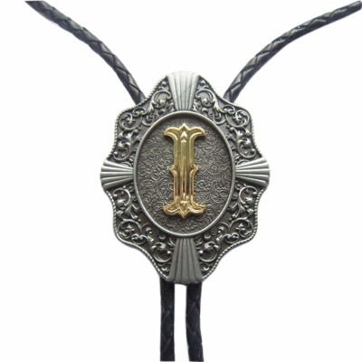 

Men Bolo Tie Original Initial Letter Western Cowboy Cowgirl Wedding Bolo Tie Leather Necklace