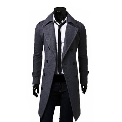 

Zogaa New Mens Woolen Coat Double-breasted Lengthen Simple Luxury