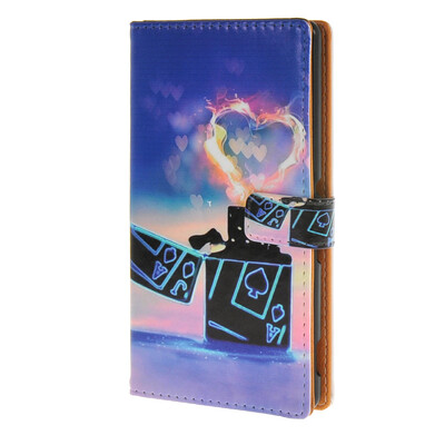 

MOONCASE Sony Xperia M4 Case Hearts Pattern Leather Flip Card Wallet Slot Bracket Back Case Cover A 10
