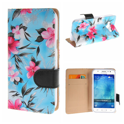 

MOONCASE Samsung Galaxy J5 ЧЕХОЛ ДЛЯ Flower Style Leather Flip Wallet Card Slot Bracket Back Blue