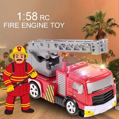 

2018 Remote Control Fire Engine Truck Toy Operated Turntable Ladder Truck Gift for Kids