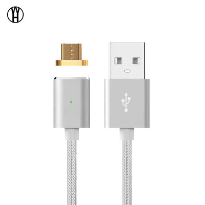 

WH Magnetic Cable 24A Micro USB Data Charger 1M Nylon Metal Magnetic Fast Charging Android Cable For Xiaomi Huawei Samsung