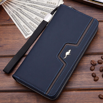 

Mens wallet long zipper wallet old grind large capacity handbag