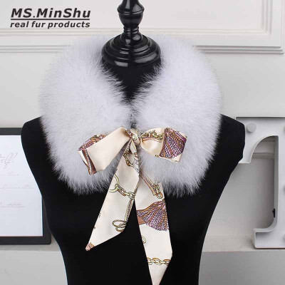 

MSMinShu Genuine Fox Fur Collar Scarf with Lace 100 Natural Fox Fur Scarf Winter Neck Warmer Jacket Fur Collar Short Scarves