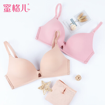 

Cat man sexy underwear female no steel ring gathered bra ladies thin section sports smooth no trace girl bra set WN5010 black 80B