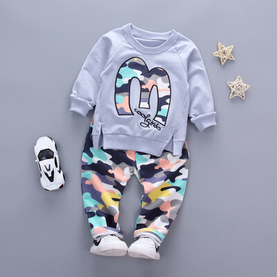 

Baby Boy Autumn Clothes Girl Letter  Warm Cotton Clothing Set For Kid Camouflage Jackets Pant 2pcs Fashion Children Sports Suit