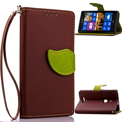 

MOONCASE [Leaves Magnetic] Wrist Strap Flip PU Leather Wallet Card Pouch Bracket Stand Back Case Cover for Nokia Lumia 925
