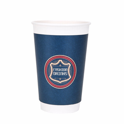 

OTOR 240ml380ml470ml Paper Cups Two Layers Heat-Insulated Disposable Cup with Cover for Coffee&Beverages 100pcs