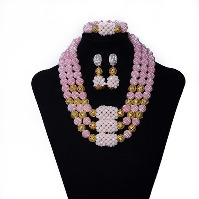 

African Jewelry Sets For Womens Pink Nigerian Wedding Bridal Jewelry Set 2018 New Party Accessories Free Shipping