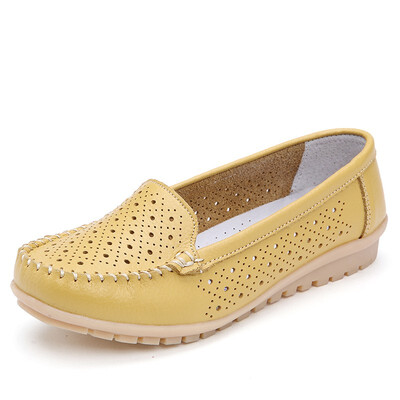 

2018 Spring women flats shoes women genuine leather shoes woman cutout loafers slip on ballet flats ballerines flats
