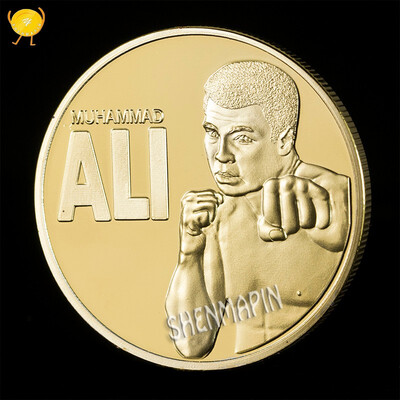 

Boxing king muhammad ali gold plated commemorative COINS the world heavyweight boxing icon boxing lucky gift