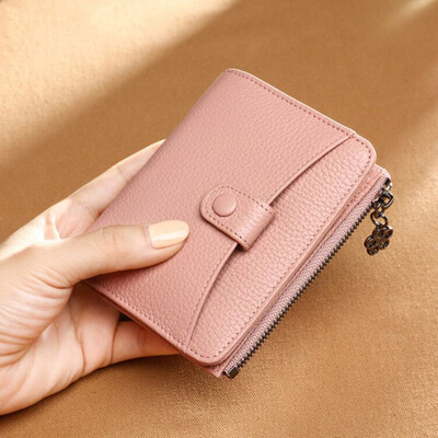 

Nalan NABLUE first layer cowhide ladies wallet Korean short clutch bag 20 off card holder wallet purse pink