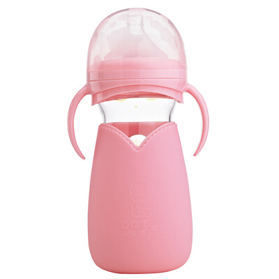 

Small Dot DOT anti-flatulence easy to suck cute baby wide taste warm glass bottle 260ml pink