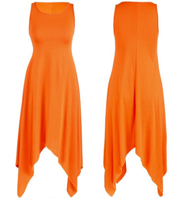 

Stylish Lady Women's Casual Hot Fashion Sleeveless O-neck Sexy Irregular Hem Midi Dress
