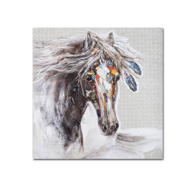 

Abstract horse head decorative painting with frame canvas modern living room bedroom background wall