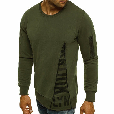 

Mens Fashion Cotton Letter Printing Round Neck Pullover Long Sleeve Slim T-Shirt