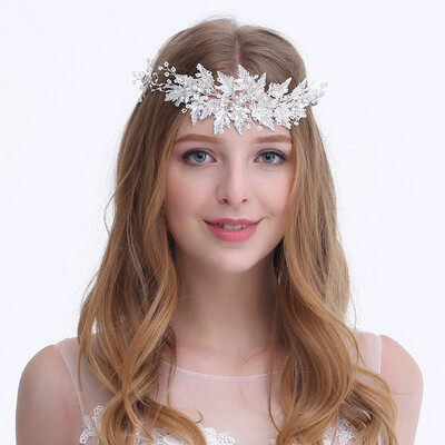 

Jonnafe New Design Pearls Silver Women Hair Ornaments Bridal Forehead Tiara Wedding Rhinestone Headband Hair Jewelry