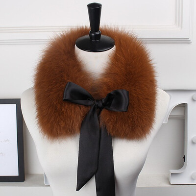 

MSMinShu Genuine Fox Fur Collar Scarf with Lace 100 Natural Fox Fur Scarf Winter Neck Warmer Jacket Fur Collar Short Scarves