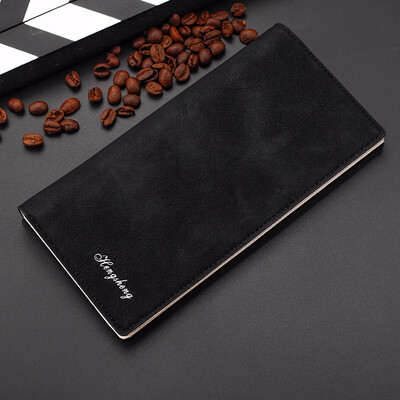 

Mens long wallet scrub retro wallet light button wallet zipper buckle