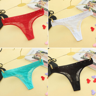 

Women Seamless Thongs Ultra Thin Mesh G Strings Solid Slim Panties See through Transparent Pink Underwear