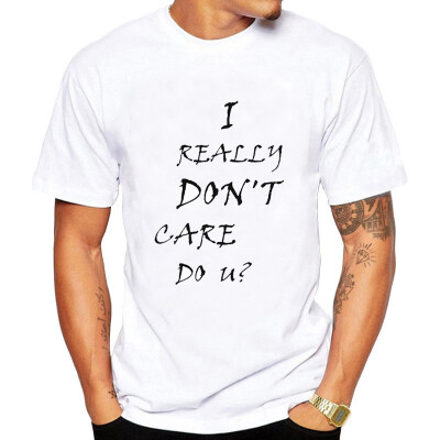 

JCCHENFS 2018 I RALLY DONT CARE DO U Letter Print Mens T-Shirt Fashion Summer Short Sleeved O-Neck T Shirt Tops For Men