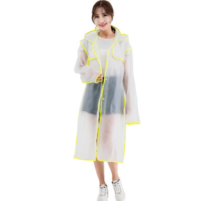 

Yuhang YUHANG outdoor EVA raincoat hiking hiking adult translucent fashion raincoat thick non-disposable raincoat men&women long hooded  VA616 yellow edging