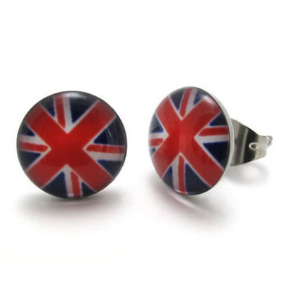 

Hpolw 2pcs Stainless Steel Union Jack British Flag Kingdom UK England Stud Earrings 1 Pair