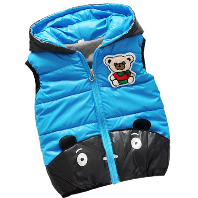 

Kid Child Girl Boy Hooded Quilted Jacket Vest Gilet Bear Outwear Thermal Clothes