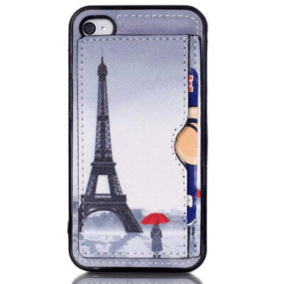 

MITI Painting Cartoon Soft Leather Cover For Apple iPhone 4 iPhone 4S, Case For Phone4S Phone Shell Plug-in Card