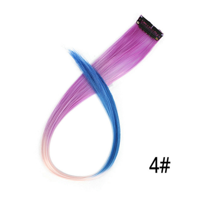 

20" Synthetic Clip In Hair Extensions One Piece Rainbow Clip On Hair Pieces For Women 50cm Purple Pink Wig Ombre Hair Extension