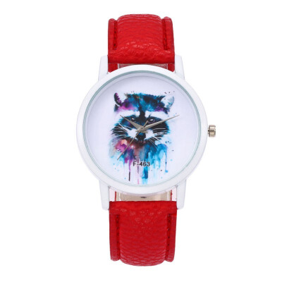 

Zhoulianfa Brand Women Quartz Watch Fashion Raccoon Print Leather Band Analog Wristwatch Ladies Casual Dress Watches relogio