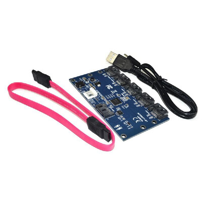 

SATA Adapter Card 1 To 5 Port Converter SATA Port Multiplier Hard Disk Riser Card Hub for Windows
