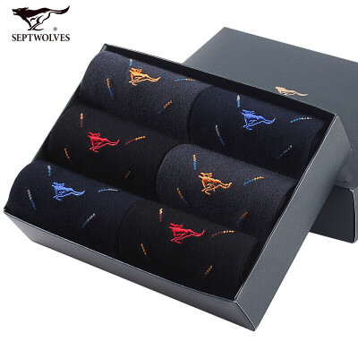 

Seven wolves socks mens spring&summer antibacterial breathable sweat thin business mens socks 6 pairs of dark color code 91706