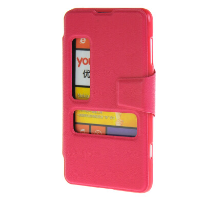 

MOONCASE Side Flip Hard board Slim Leather Bracket Window чехол для Cover Microsoft Lumia 625 ярко розовый