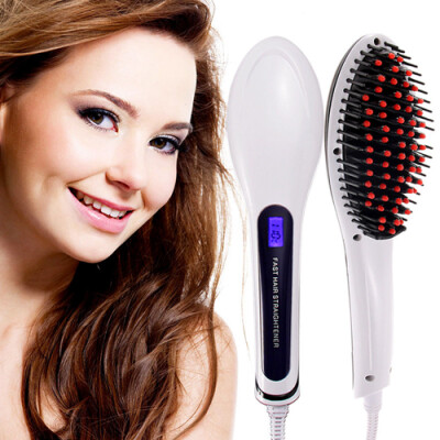 

EU/US 2 IN 1 Electric Hair Straightener Comb LCD Ion Brush Auto Massager Tool