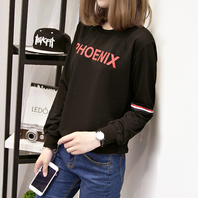 

JOY OF JOY 2018 autumn new womens Korean casual hood sweater loose stitching hooded casual shirt women JWWY186168 black L