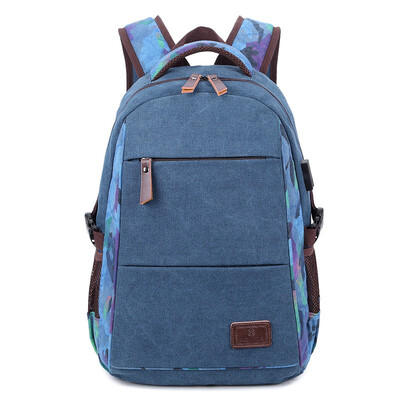 

2018 New Canvas Double Shoulder Bag Male Leisure College Student Bag USB Charging Backpack Men Travel Laptop Bag