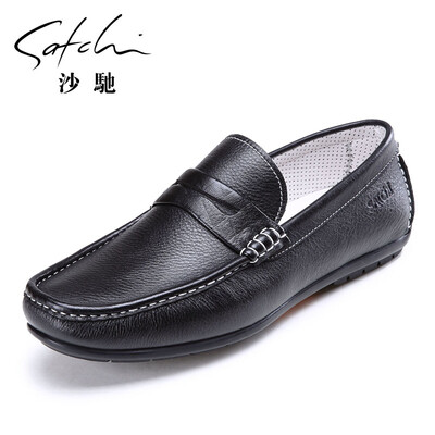 

Sha Chi leather comfortable set of feet peas driving casual mens shoes 80542409Z black 41