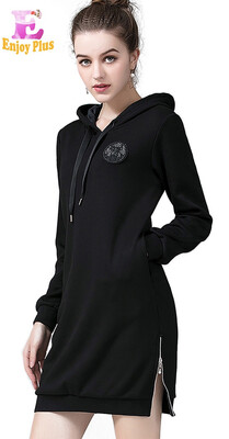 

M L XL XXL 3XL 4XL 5XL plus size casual cotton new winter 2018 mini dress women long sleeve large size black hoodies bandage