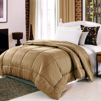 

Shipping from US230 230 CM Queen Size Solid Color Winter Polyester Fiber Alternative Comforter Bedclothes Coffeegreenbeigec