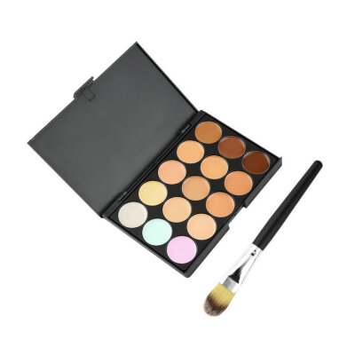 

15Colors Party Contour Face Cream Makeup Concealer Palette With Powder Brush 15 colors