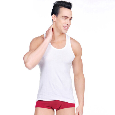 

Langsha Men Vest Stretch Solid Color Sports Casual Fashion Fashion Thread Cotton Vest White 180 XXL