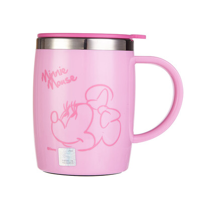 

Disney DISNEY office mug 316 stainless steel children drinking water cup with lid coffee cup boys&girls cute couple cup 400ML pink Minnie