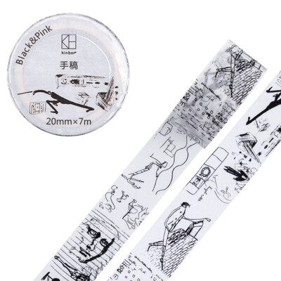 

Kinbor hand book&paper tape 20mm7m hand book sticker decorative tape Black pink - plaster DTB64332
