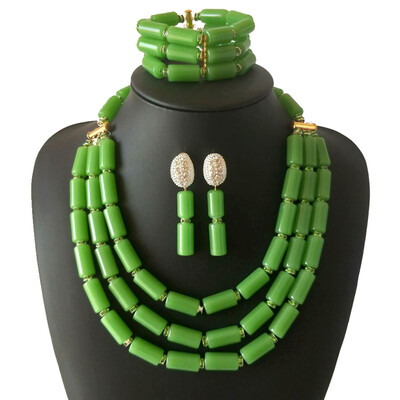 

6 Strands Water Drops Beads Handmade African Wedding Statement Necklace Nigerian Wedding Beads African Jewelry Set for Women