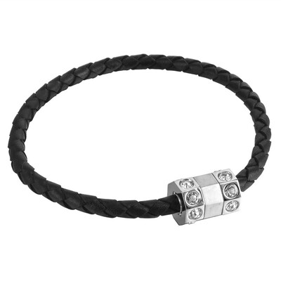 

Black Braided Leather Rope Bracelet Magnetic Stone Beads Charm 83