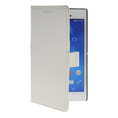 

MOONCASE Slim Leather Flip Wallet Card Pouch with Kickstand Shell Back Case Cover for Sony Xperia T3 White